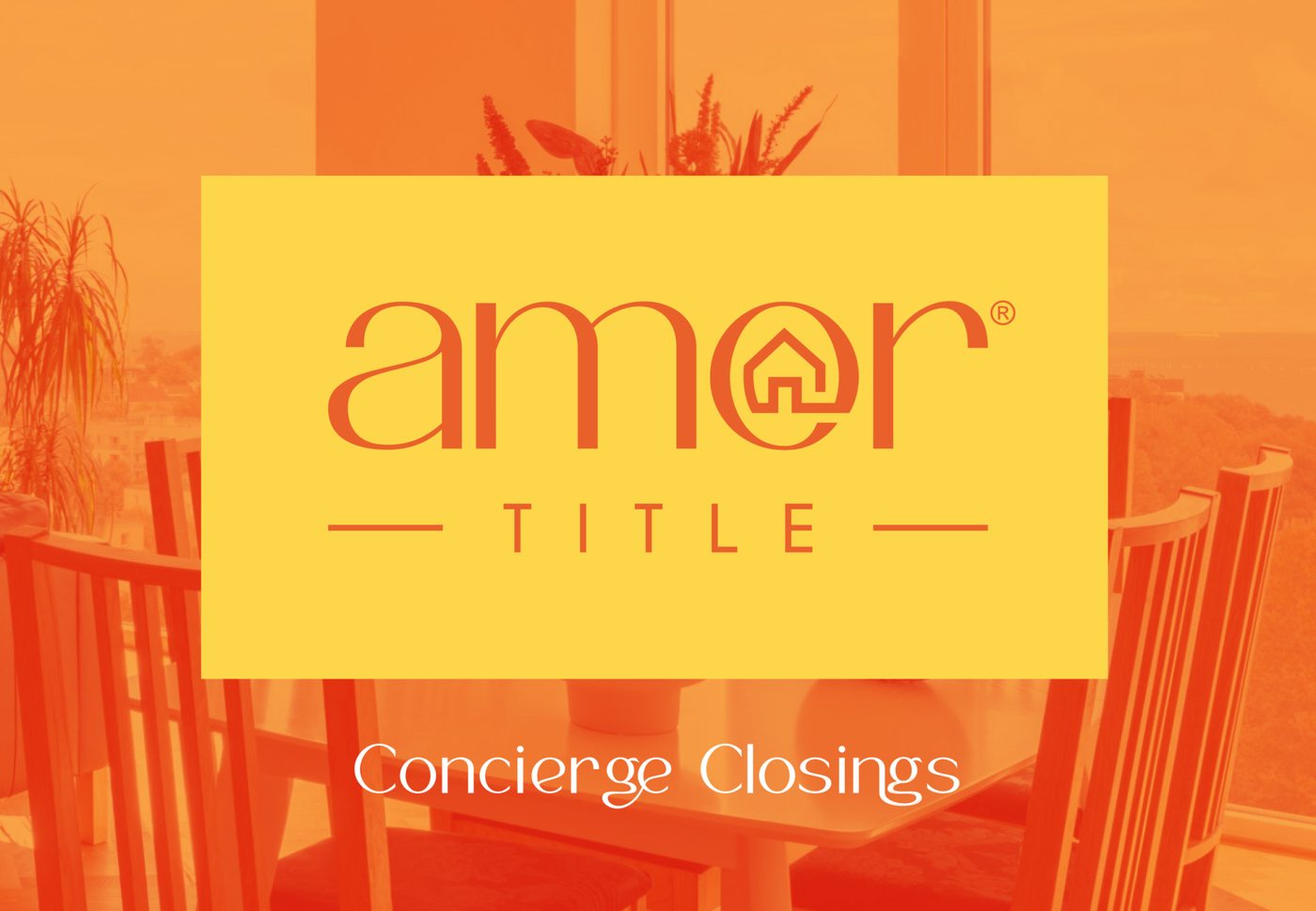 Amor Title, LLC logo. The word amor in lowercase with a small house inside the letter O, above the word TITLE, with the line Concierge Closings.